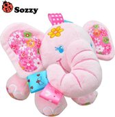 Sozzy - muziekdoosje olifant roze met voelelementen