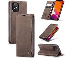 CaseMe Hoesje - Geschikt voor iPhone 12 Mini Hoesje - CaseMe 013 Book Case - Donkerbruin