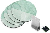 4 Rubberen Onderzetters - Design Green Marble - Rond