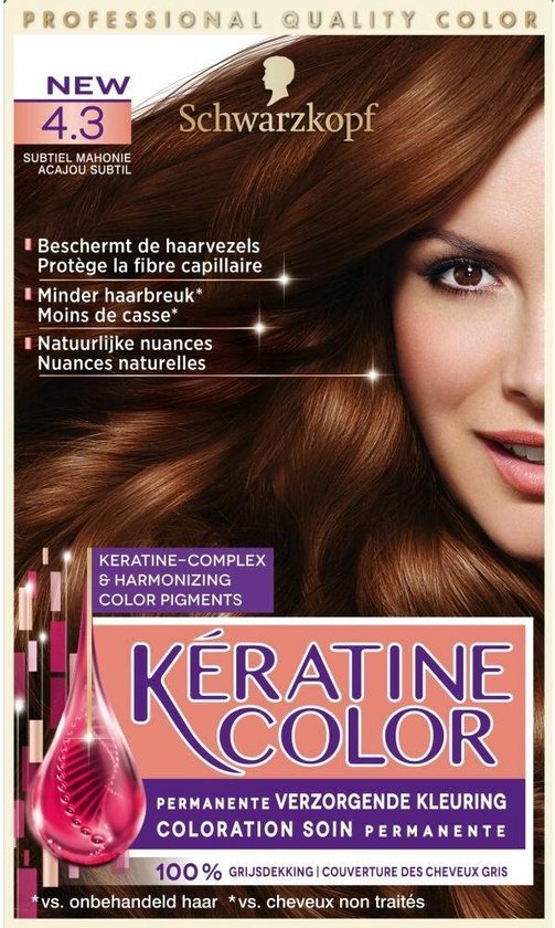 Schwarzkopf Keratin Color 4.3 Subtile Acajou Teinture Pour Les Cheveux - 1  pièce | bol