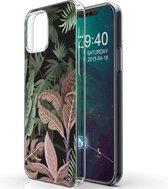 iMoshion Design voor de iPhone 12, iPhone 12 Pro hoesje - Jungle - Groen / Roze