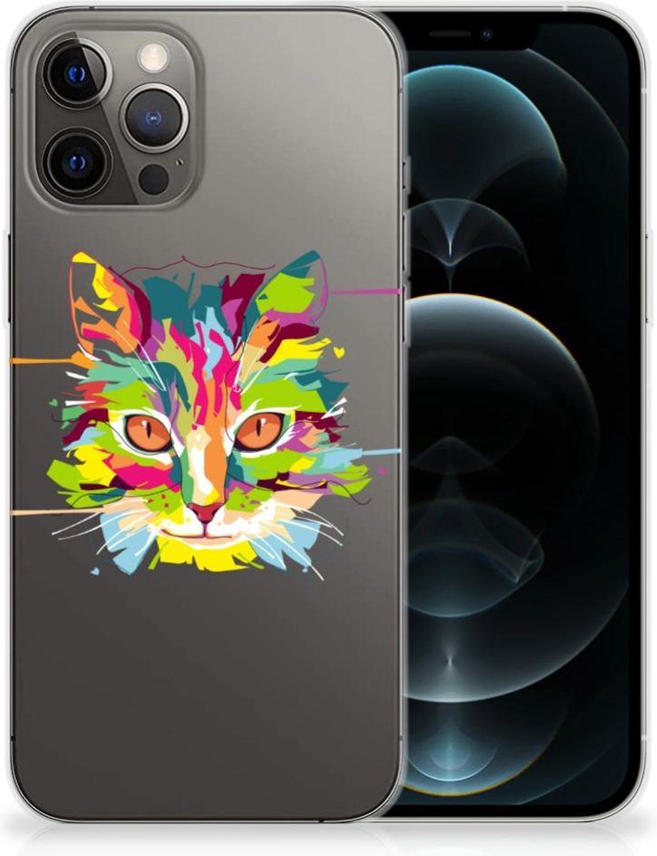 Back Cover voor iPhone 12 Pro Max Telefoonhoesje met Naam Cat Color