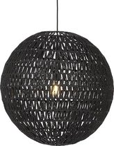 QAZQA lina - Retro Grote hanglamp - 1 lichts - Ø 60 cm - Zwart -  Woonkamer | Slaapkamer | Keuken