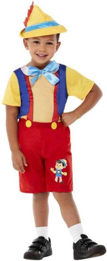 Smiffy's - Pinokkio Kostuum - Niet Aan Touwtjes Gebonden Pinokkio Pop - Jongen - rood,geel - Maat 116 - Carnavalskleding - Verkleedkleding