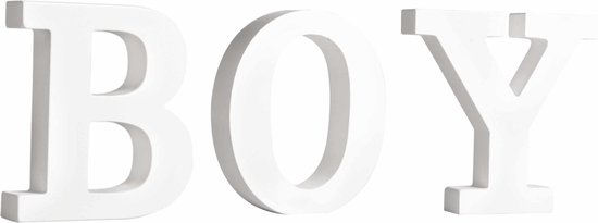Houten decoratie hobby letters - 3x losse witte letters om het woord - BOY  - te maken... | bol.com