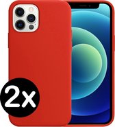 Hoes voor iPhone 12 Pro Max Hoesje Siliconen Case Hoes - Hoes voor iPhone 12 Pro Max Case Siliconen Hoesje Cover - Hoes voor iPhone 12 Pro Max Hoes Hoesje - Rood - 2 PACK