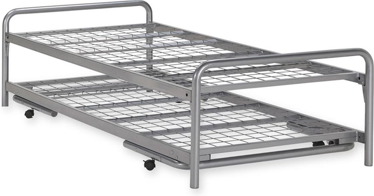 Beter Bed Basic Bed met onderschuifbed Doppia - 90 x 200 cm - zilver | bol
