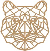 Geometrische Dieren Tijger - Bamboe hout - L (55x57 cm) - Cadeau - Kinderen - Geschenk - Woon decoratie - Woonkamer - Slaapkamer - Geometrische wanddecoratie - WoodWideCities