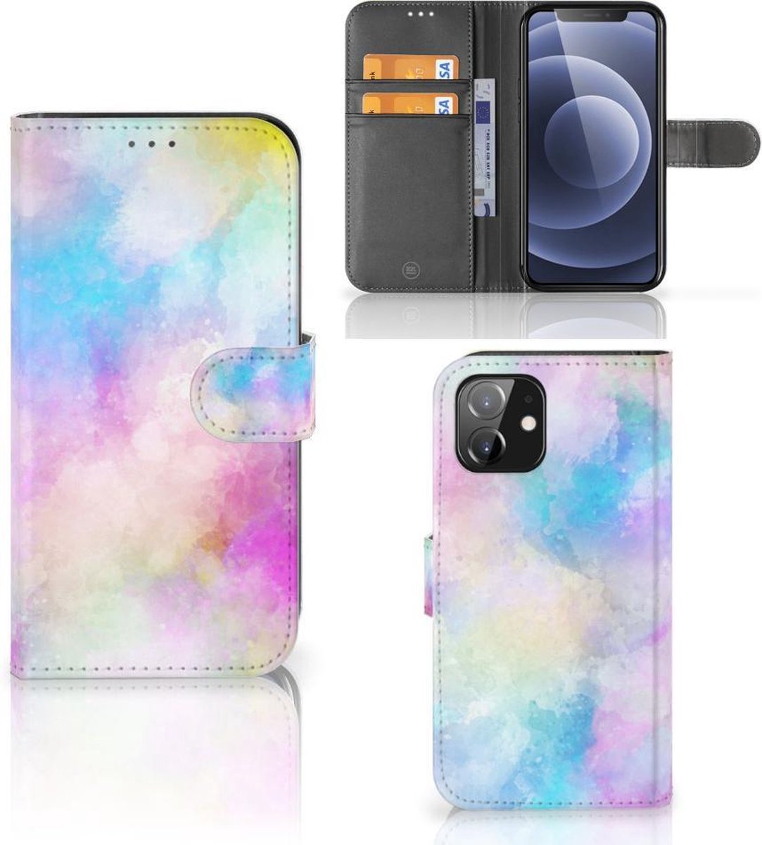 Book Case voor Hoesje iPhone 12 | 12 Pro (6.1) Watercolor Light