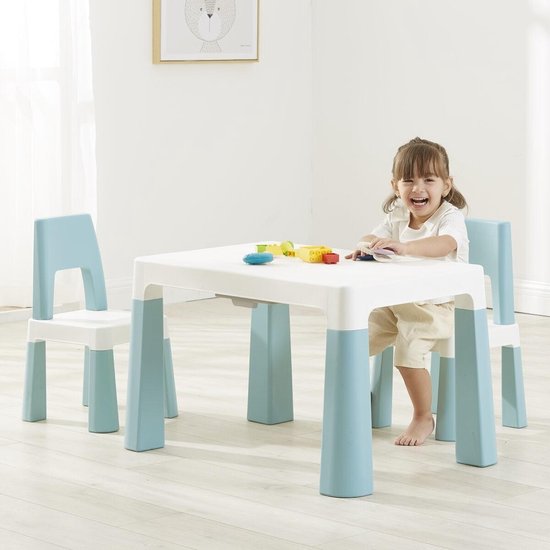 Kindertafel en Stoeltjes Wit en Groen, 2 stoeltjes. Tafel en stoeltjes in  hoogte... | bol.com