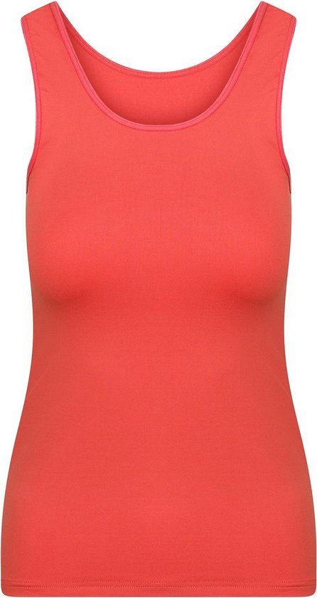 RJ Bodywear Pure Color dames top (1-pack) - hemdje met brede banden - koraal - Maat: M