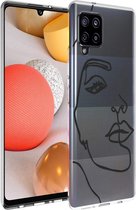 iMoshion Hoesje Geschikt voor Samsung Galaxy A42 Hoesje Siliconen - iMoshion Design hoesje - Transparant / Zwart / Line Art Woman Black
