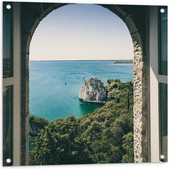Tuinposter – Uitzicht op Zee - 80x80cm Foto op Tuinposter  (wanddecoratie voor buiten en binnen)