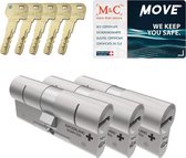 M&C Move - Cilinderslot - SKG*** - 3 STUKS GELIJKSLUITEND - 32x32 mm deurslot - Politiekeurmerk Veilig Wonen - Deurcilinder met 5 sleutels