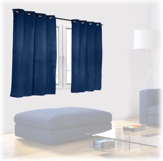 Relaxdays verduisterende gordijnen - 2x - blauw - en klaar - slaapkamer gordijn - set | bol.com