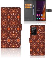 Telefoonhoesje Geschikt voor Samsung Galaxy Note20 Ultra Wallet Book Case Batik Brown