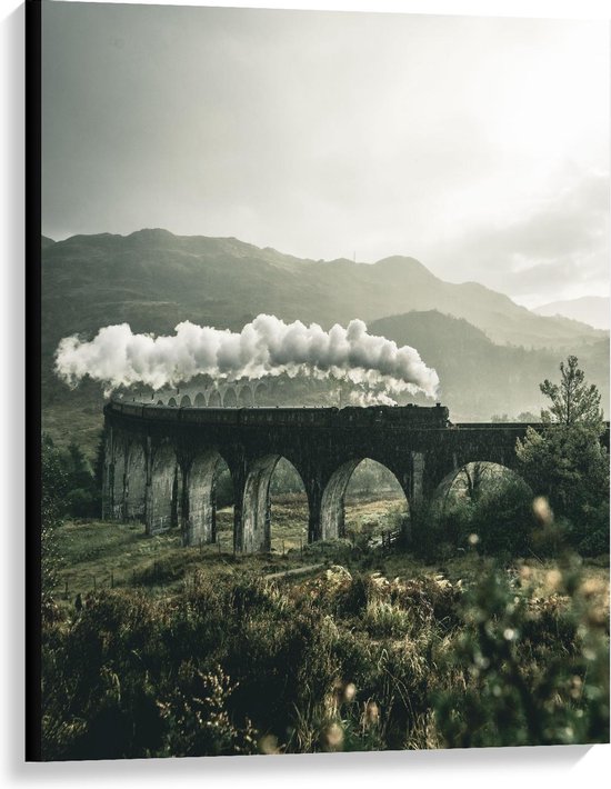 Zwijgend zuurstof Stadium Canvas - Stoomtrein op Brug in de Bergen uit Harry Potter - 75x100cm Foto  op Canvas... | bol.com