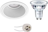LED Spot Set - Pragmi Minko Pro - GU10 Fitting - Inbouw Rond - Mat Wit - Verdiept - Ø90mm - Philips - CorePro 840 36D - 4W - Natuurlijk Wit 4000K - Dimbaar - BES LED
