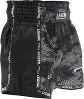 Kickboks Broekje Kind/Volwassene Camo Black Satijn L