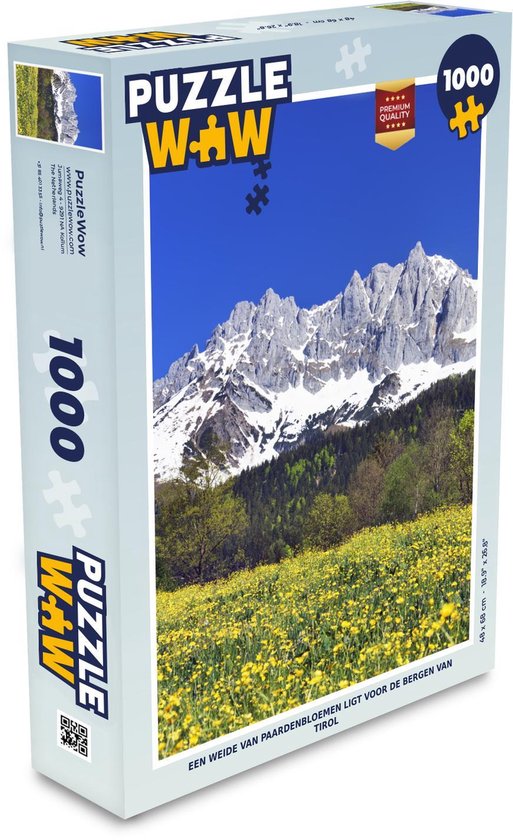 Puzzel Tirol 1000 stukjes - Een weide van paardenbloemen ligt voor de  bergen van Tirol | bol.com