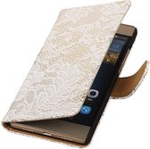 Lace Bookstyle Wallet Case Hoesjes Geschikt voor Huawei Ascend P8 Lite Wit