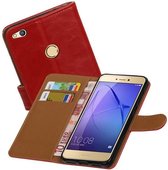 Zakelijke Book Case Telefoonhoesje Geschikt voor de Huawei P8 Lite 2017 - Portemonnee Hoesje - Pasjeshouder Wallet Case - Rood