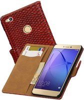 Mobieletelefoonhoesje.nl - Slang Bookstyle Hoesje voor Huawei P8 Lite 2017 Rood