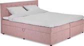 Beddenleeuw Boxspring Bed Lana met Opbergruimte - 180x200 - Incl. Hoofdbord + Topper - Oud roze