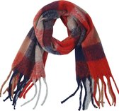 Dielay - Zachte Sjaal Geruit - 190x50 cm - Rood Multi