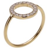Twice As Nice Ring in edelstaal, cirkel, witte kristallen, 12 mm  54