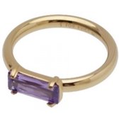 Twice As Nice Ring in edelstaal, baguette, amethyst kleur  50