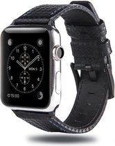 Leren apple watch bandje Zwart/Blauw met klassieke zwarte gesp 38mm-40mm Watchbands-shop.nl