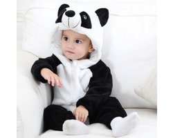 foto van Budino Baby Boxpak Onesie Pandabeer Dier - Wit Zwart - maat 90