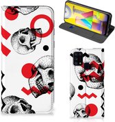 Bookstyle Case Geschikt voor Samsung Galaxy M31 Smart Cover Skull Red