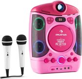 Kara Projectura karaokemachine met projector LED-lichtshow USB roze