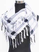 sjaal wit/zwart franjes