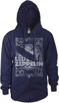 Led Zeppelin Vest met capuchon -XL- Vintage Print LZ1 Blauw