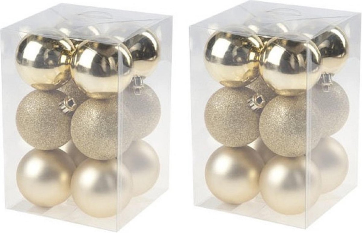 24x Gouden kunststof kerstballen 6 cm - Mat/glans - Onbreekbare plastic kerstballen - Kerstboomversiering goud