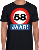 Stopbord 58 jaar verjaardag t-shirt - zwart - heren - 58e verjaardag - Happy Birthday shirts / kleding M