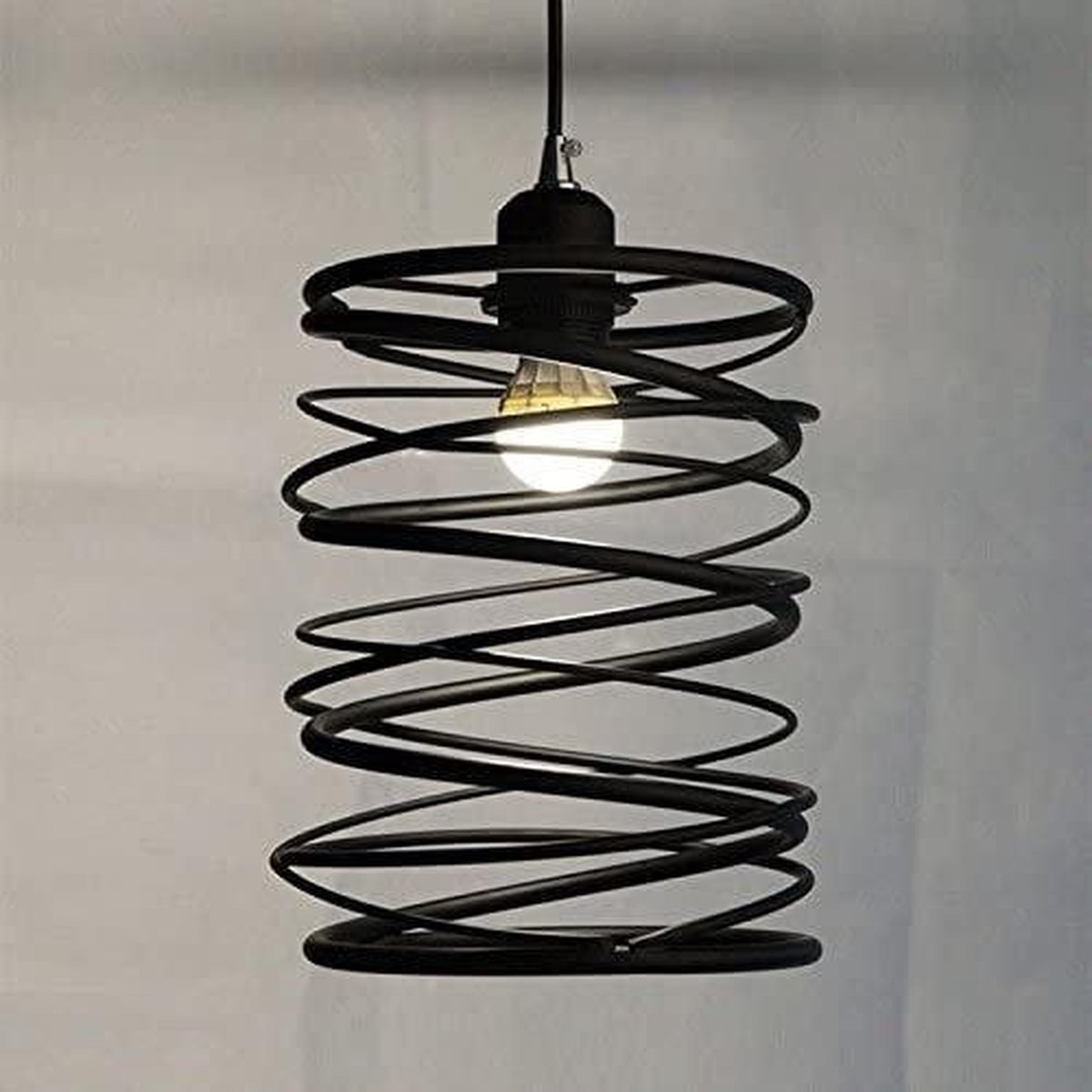 Spring Industrieel Design Hanglamp - E27 Fitting - ø20x35cm - Messing / Zwart
