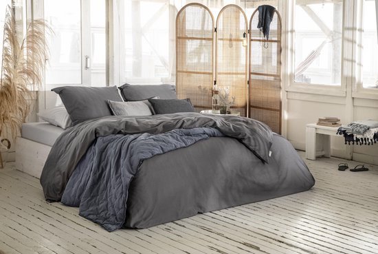 Walra Dekbedovertrek Vintage Satin - 140x220 - 100% Katoen - Antraciet van Walra — afbeelding 5
