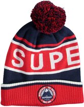 Superdry muts rood blauw - heren - Maat one size