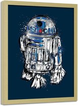 Foto in frame , R2-D2 , Filmposter , Star Wars , 70x100cm ,blauw wit zwart , wanddecoratie ,  Premium Print