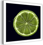 Schilderij Limoen schijf, 80x80cm, groen/zwart