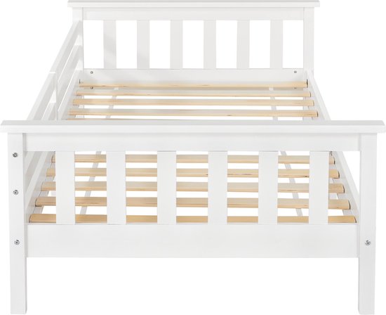 Lit bébé avec sommier et protection antichute 90x200 cm blanc