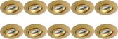 Spot Armatuur 10 Pack - Pragmi Alpin Pro - GU10 Fitting - Inbouw Rond - Mat Goud - Aluminium - Kantelbaar - Ø92mm