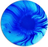 Dibond Wandcirkel - Blauwe Watermarble - 70x70cm Foto op Aluminium Wandcirkel (met ophangsysteem)