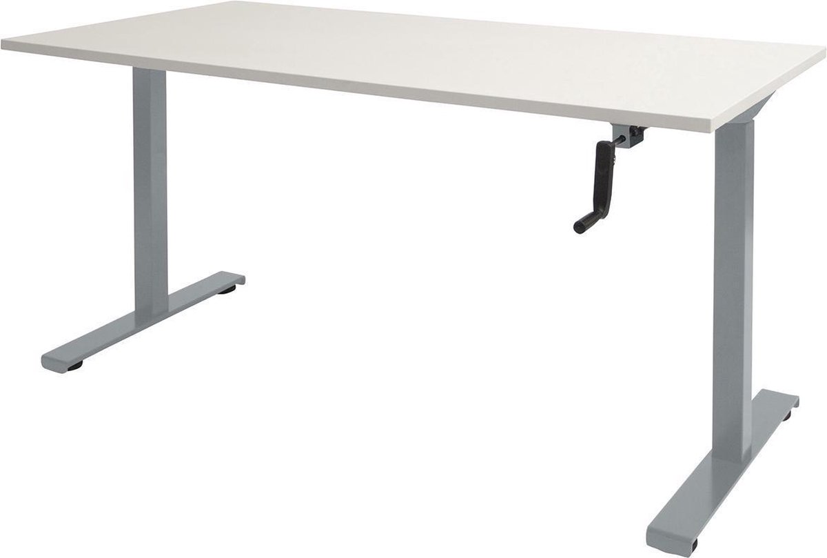 RoomForTheNew Bureau Heathrow Slinger-Desk - Zit sta Bureau - Zit sta Bureau Elektrisch - Gaming Bureau - Game Bureau - Verstelbaar Bureau - standing Desk - slinger bureau--Wit blad-Aluminium  onderstel- 180x80
