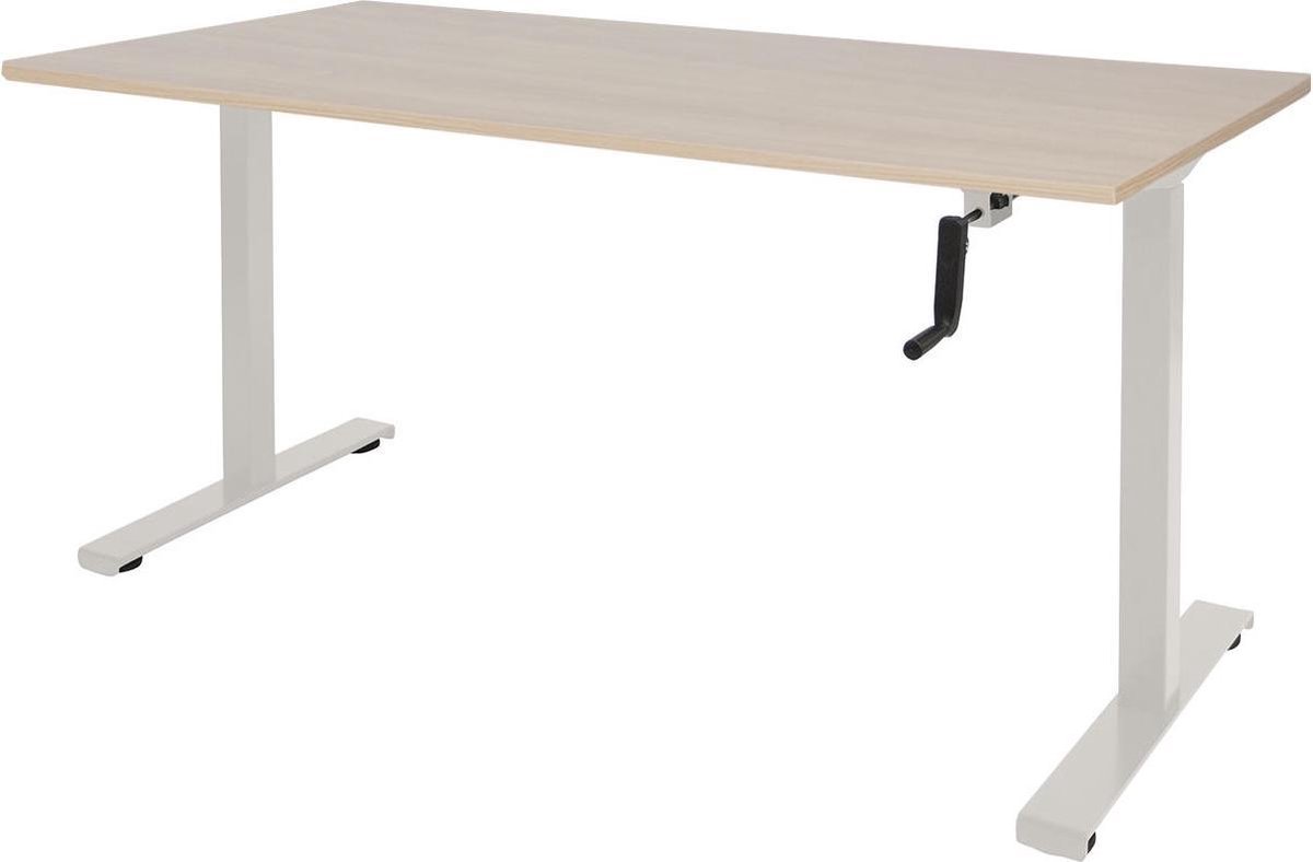 RoomForTheNew Bureau Heathrow Slinger-Desk - Zit sta Bureau - Zit sta Bureau Elektrisch - Gaming Bureau - Game Bureau - Verstelbaar Bureau - standing Desk - slinger bureau--Lindberg eiken blad-Wit  onderstel- 180x80