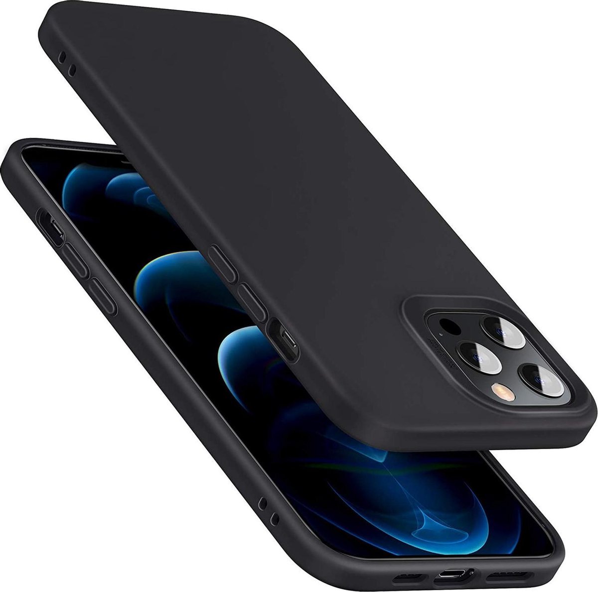 ESR Smooth Silicon kunstleer hoesje voor iPhone 12 Pro Max - zwart